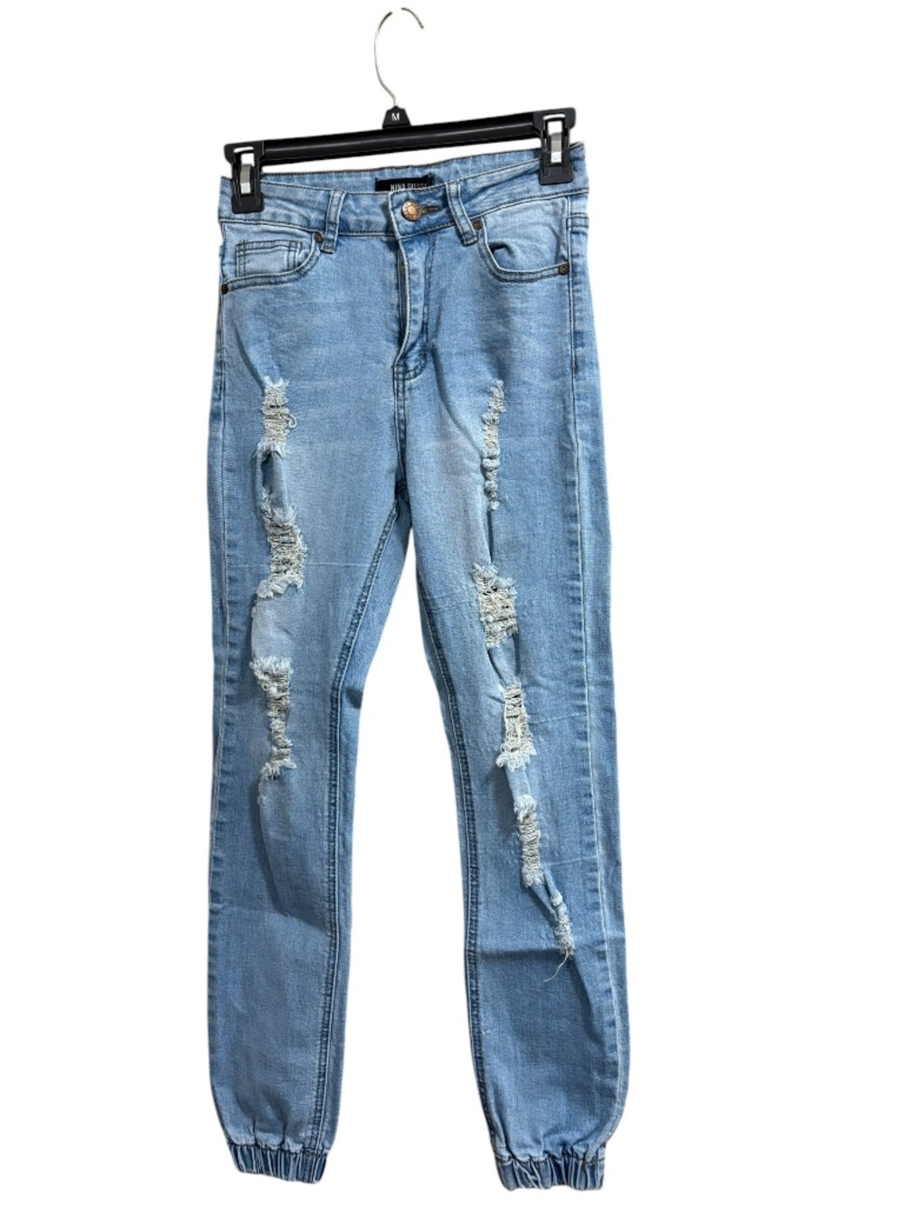 Nina Rossi Distressed Denim Jogger Pants